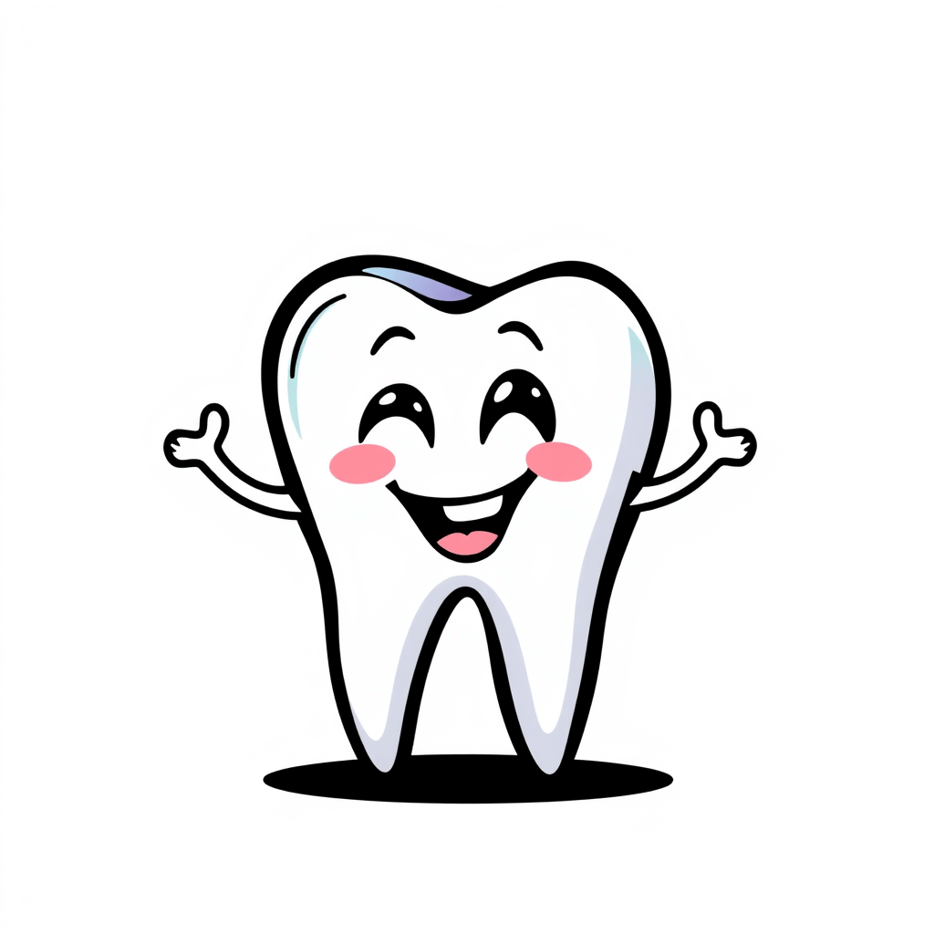 Stylized tooth character with street art aesthetic