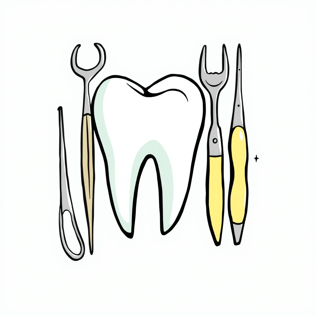 Abstract dental instruments in street art style