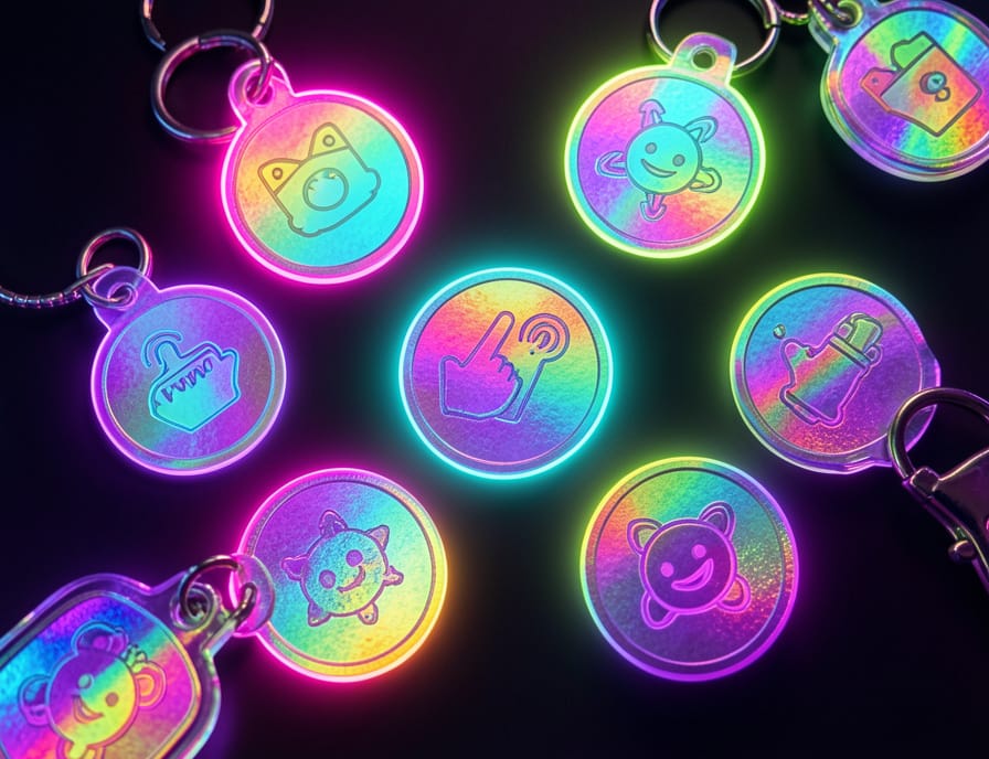 Colorful NFC stickers and keychains collection