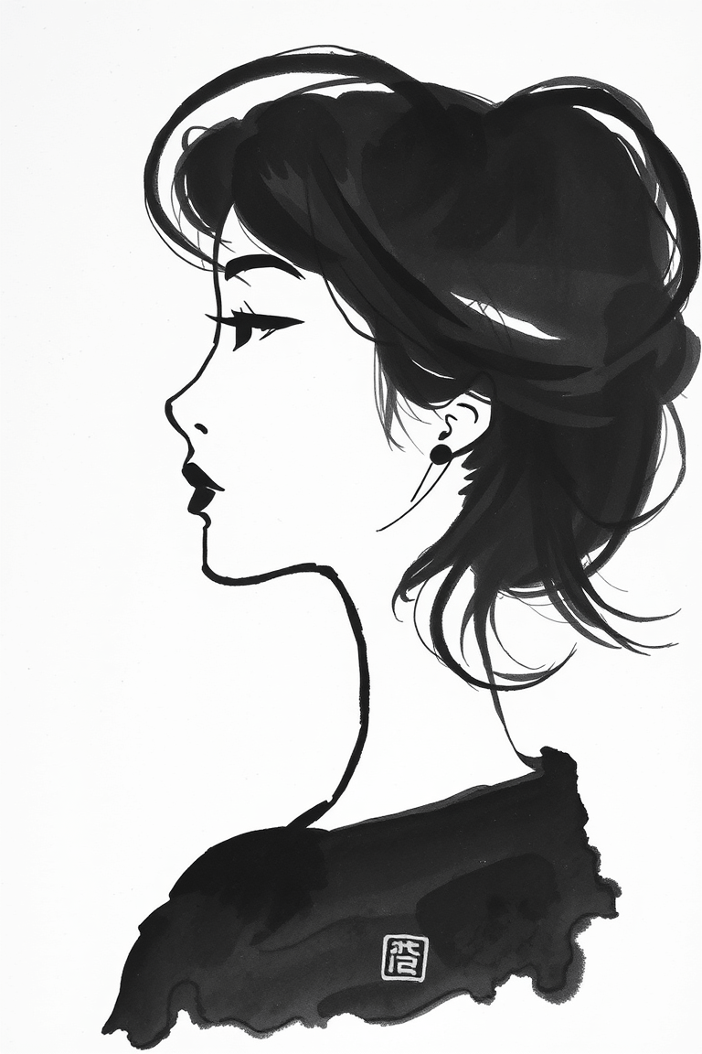 Sumi-e style portrait