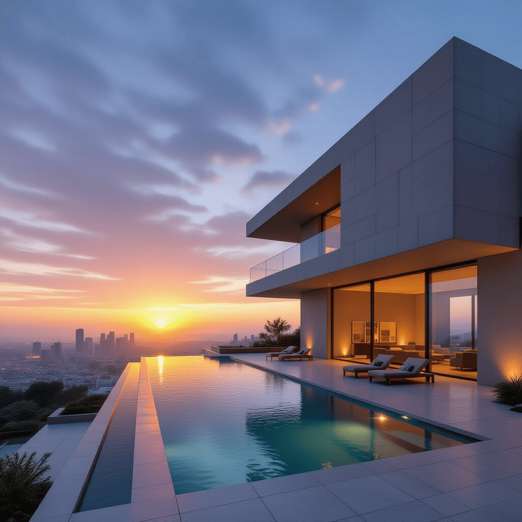 Modernist villa with pool