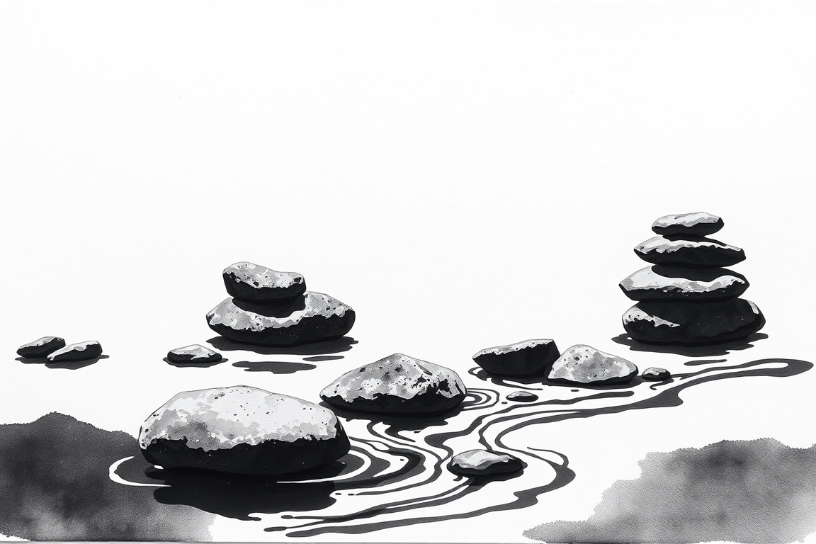 Zen stones Sumi-e