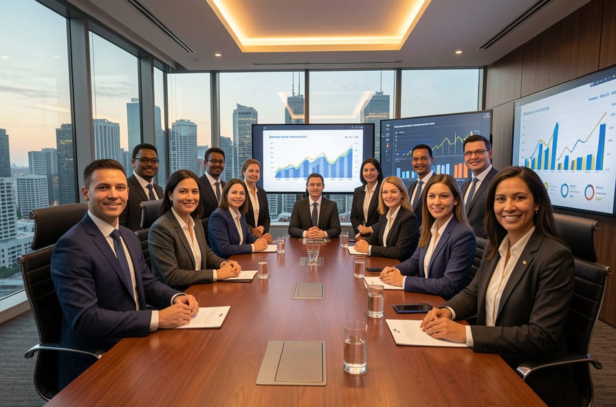 Business team in modern boardroom