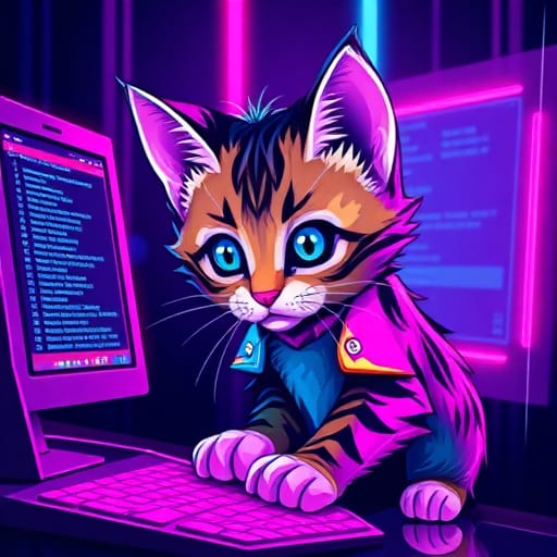 Cute cyberpunk kitten